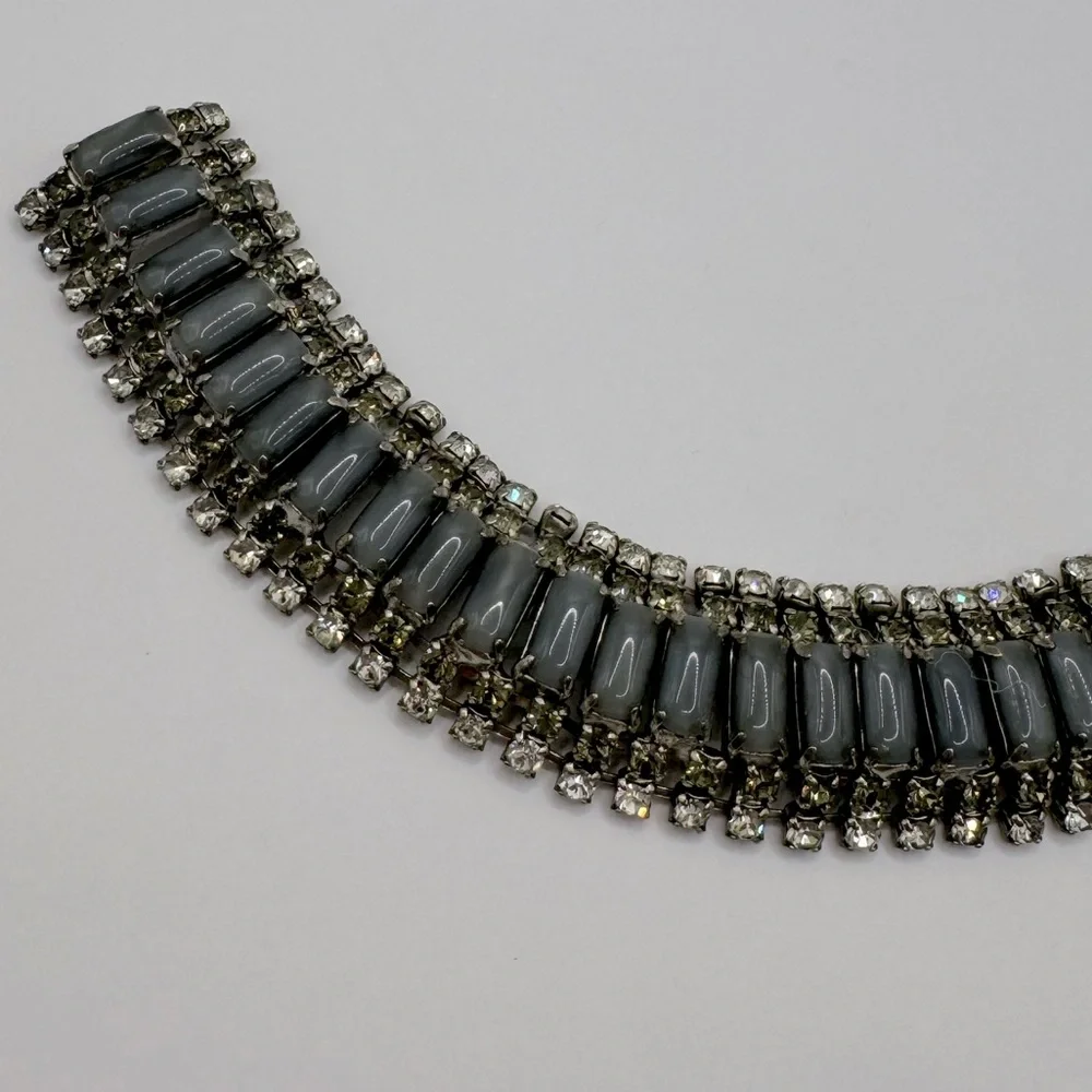 VINTAGE Glass & Crystal Statement Bracelet
